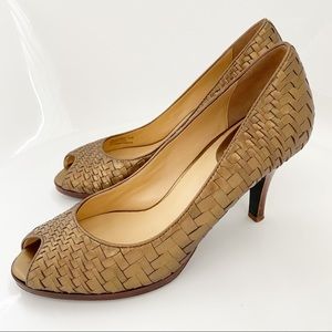 COLE HAAN Nike Air Bronze Gold Peep Toe Pumps